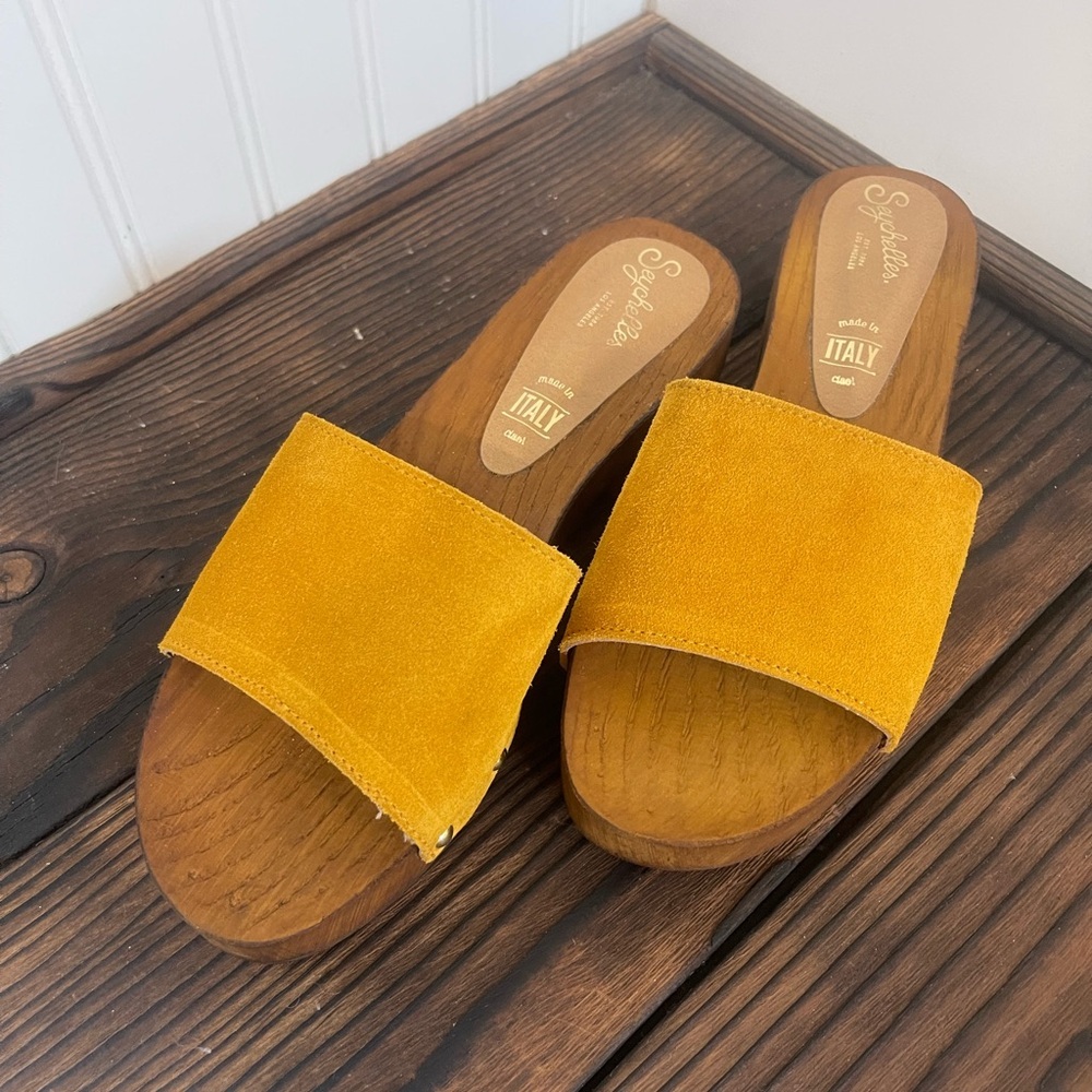 Seychelles Mustard Suede Slide Sandals - Picture 2 of 8